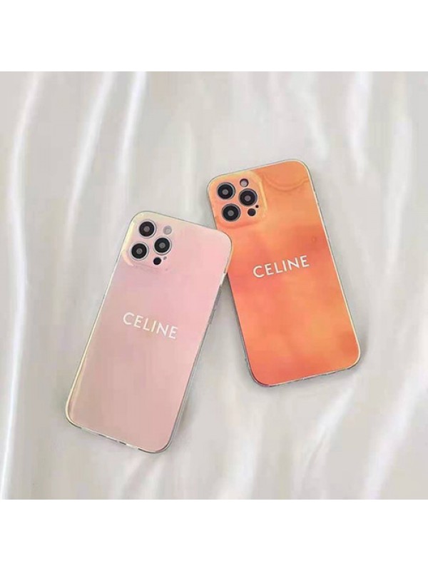 薄型 セリーヌ iPhone13mini/12s proケース 透明感 レディース向け iphone13/12s pro max携帯カバー ブランド Celine キラキラ アイフォン13/12s/12miniケース ピンク オレンジ 2色 きれい