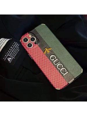革製Gucci グッチ iphoneアイフォン 12s/13/13 pro maxケース ブランド パロディ メンズレディース  iPhone12spro/13pro max携帯カバー  セレブ愛用 刺繍ロゴ iphone13/12/11 pro maxケース 薄型