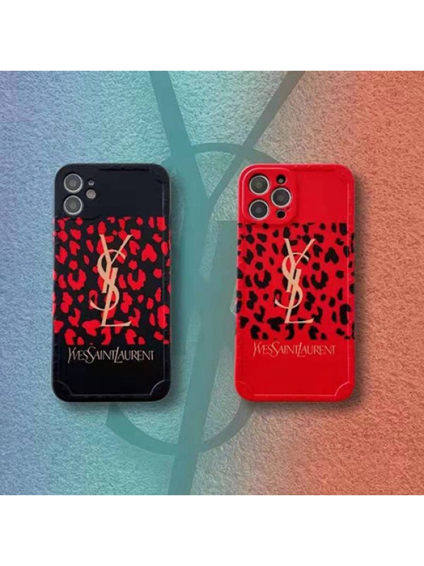 YSL イヴ・サンローラン IPHONE13 mini/12s pro maxケース ヒョウ柄 女性愛用 ブランド iphone12s pro/13ハードケース ジャケット型 黒赤 アイフォン12s mini携帯カバー 個性 大人気 セレブ愛用 