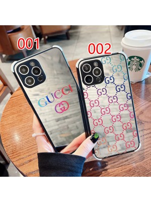 Gucci/グッチ iPhone13pro/13pro maxケース ブランド ガラス鏡面 iphone13ミニ携帯カバー グラデーション 個性潮 アイフォン12pro/12pro maxハードケース