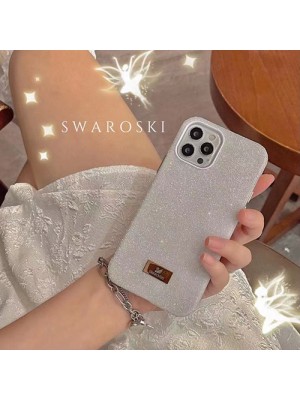 大人女性 上品 優雅 SWAROVSKI スワロフスキー アイフォン13mini/13pro maxブランドケース キラキラ iphone12mini/12proハードケース エレガント 星空みたい 魅力的
