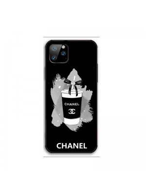 Chanel シャネル 強化ガラス Galaxy S22+/S22 Ultra iphone13pro Maxペアケース 光沢 おしゃれ 飲み物模様 アイフォン13/13pro/12pro Maxケース かわいい 