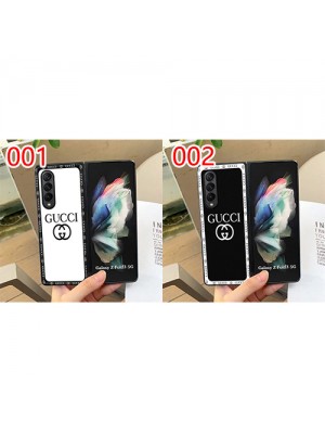 Galaxy Z Fold4ブランドケース グッチ シンプル 黒白二色 ギャラクシーｚ fold3／2携帯カバー 高級感 高品質 Galaxy Z Fold2ケース 男女兼用 流行り Gucci