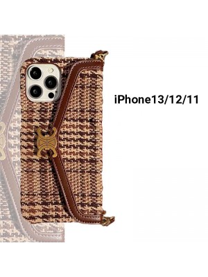 公式サイト セリーヌ iPhone13Pro maxブランドケース ハイエンド 革製 高品質 アイホン13プロケース 金属ロゴ 高級感 iphone11/11pro/11pro maxカバー ストラップ付き 人気