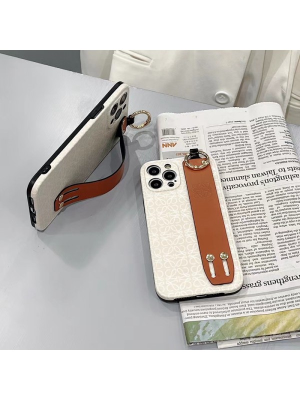 ベルト付き Loewe ロエベ iPhone14/13pro maxケース ブランド アイフォン12pro/12pro max携帯カバー シンプル風 ベージュ iphone11/11 proフルーカバー ジャケット型
