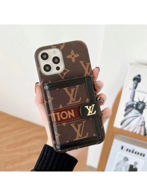 高級感 贅沢風 カードポケット付き Louis Vuitton iphone14/13pro Maxケース ストラップ付き 高品質 ルイヴィトン iPhone13Pro携帯ケース モノグラム 金属ロゴ ヴィトン アイフォン12プロカバー